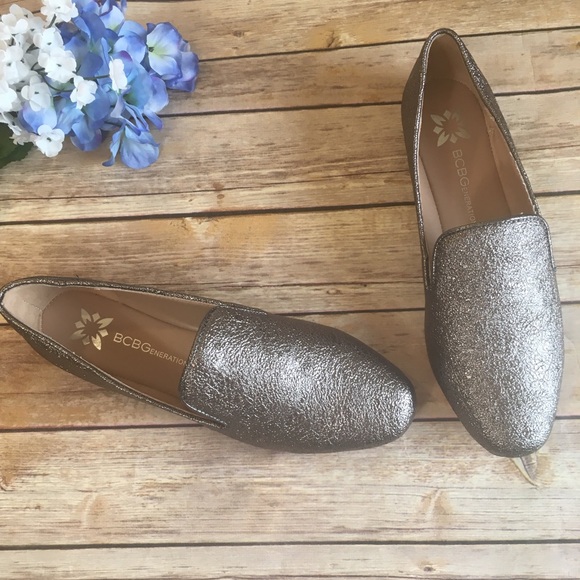 BCBGeneration Shoes - Crackled Pewter Low Flat Loafer